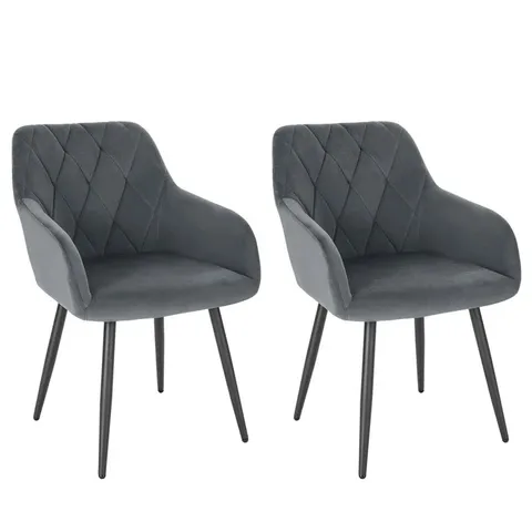 BOXED ALVION TUFTED VELVET ARMCHAIR, DARK GREY- SET OF 2 (1 BOX)