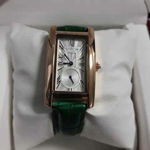 LADIES STOCKWELL WATCH WITH TEXTURED DIAL WITH SUB DIAL MINUTE HAND AND LEATHER STRAP IN GIFT BOX
