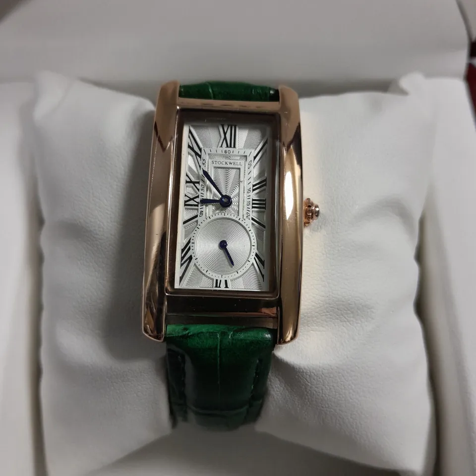 LADIES STOCKWELL WATCH WITH TEXTURED DIAL WITH SUB DIAL MINUTE HAND AND LEATHER STRAP IN GIFT BOX