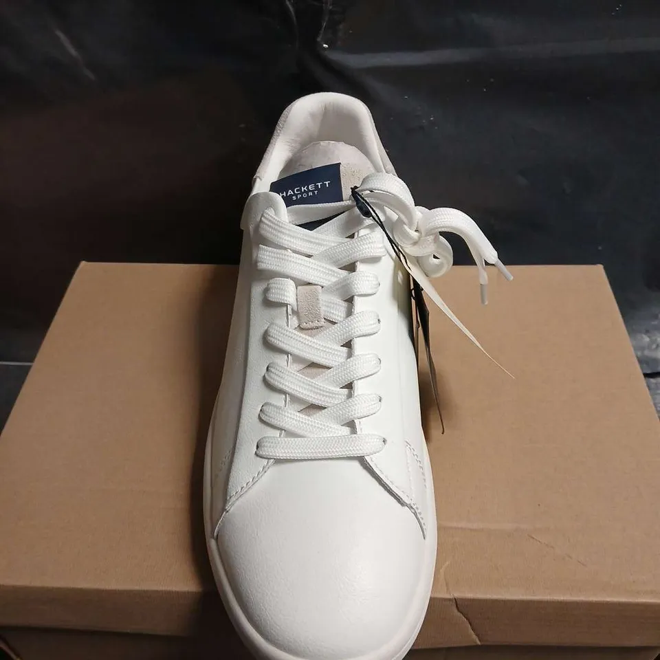 BOXED PAIR OF HACKETT SPORT BOND MINIMAL SNEAKERS – WHITE, UK 10 
