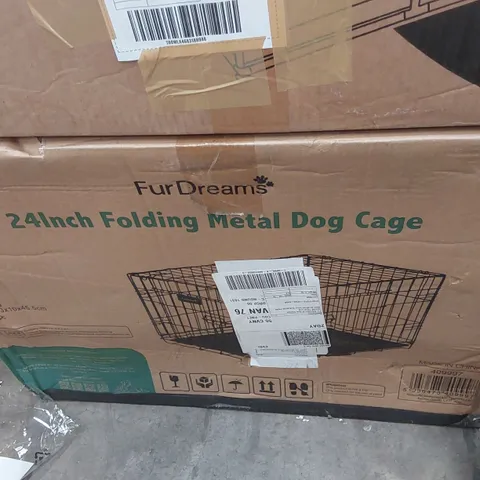 BOXED 24INCH FOLDING METAL DOG CAGE