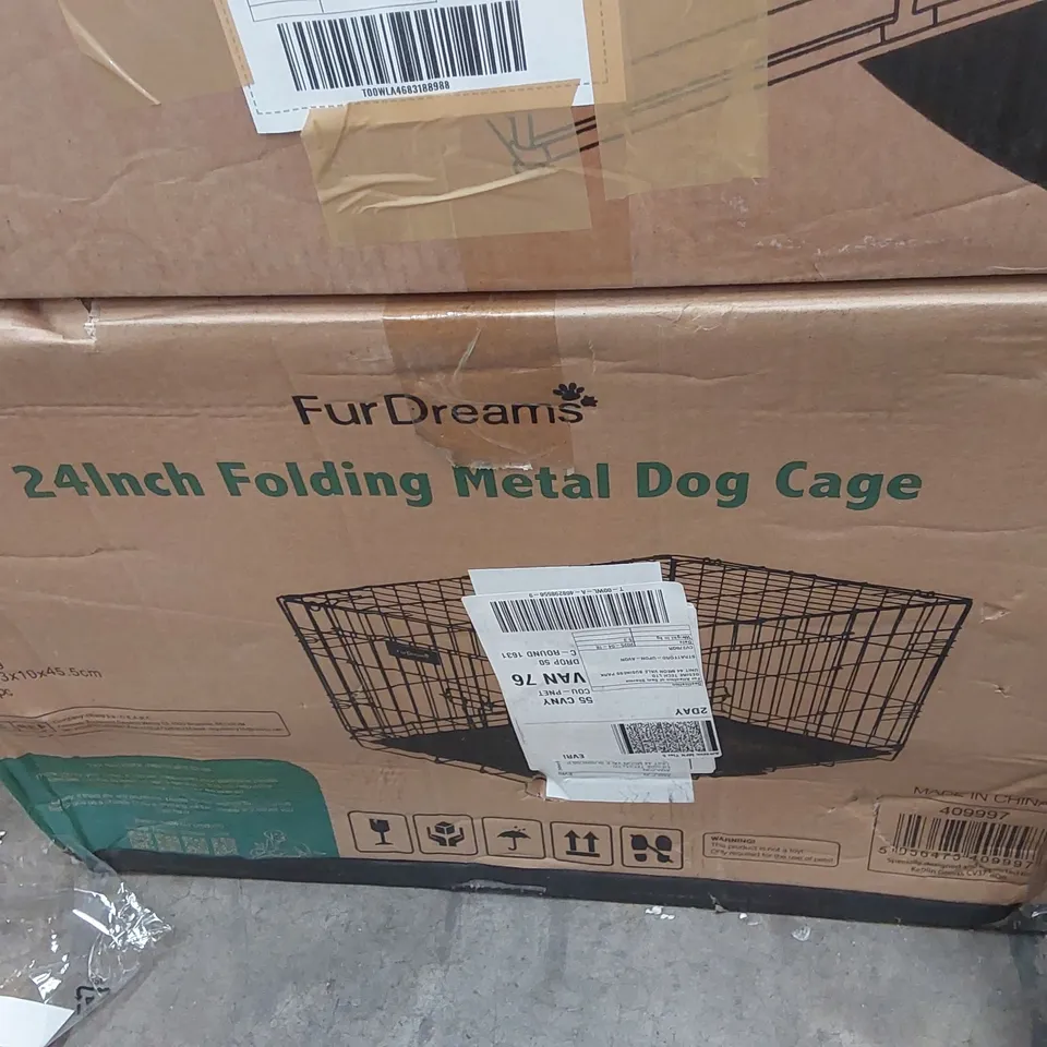 BOXED 24INCH FOLDING METAL DOG CAGE