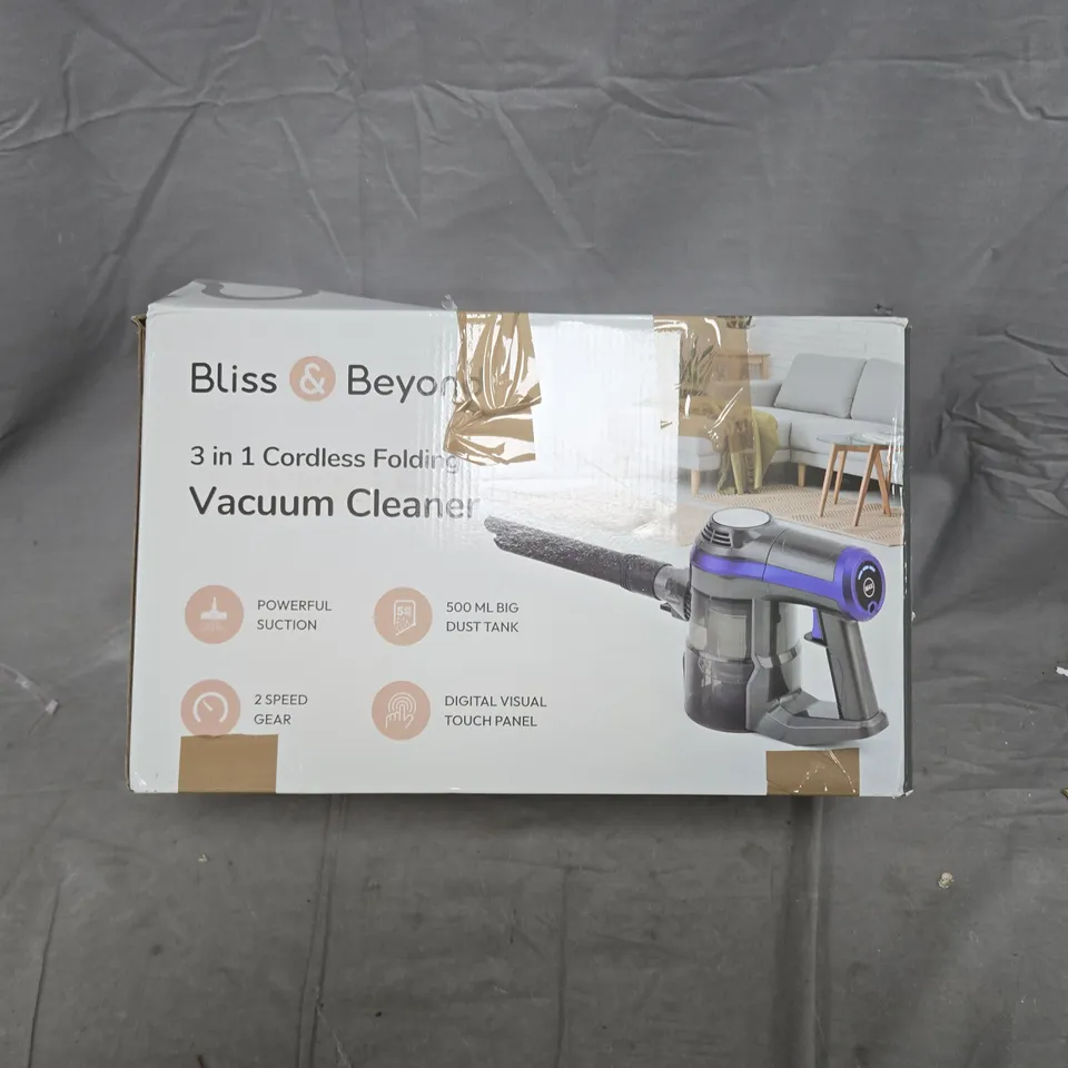 BLISS & BEYOND 3-IN-1 CORDLESS FOLDING VACUUM CLEANER – BOXED 