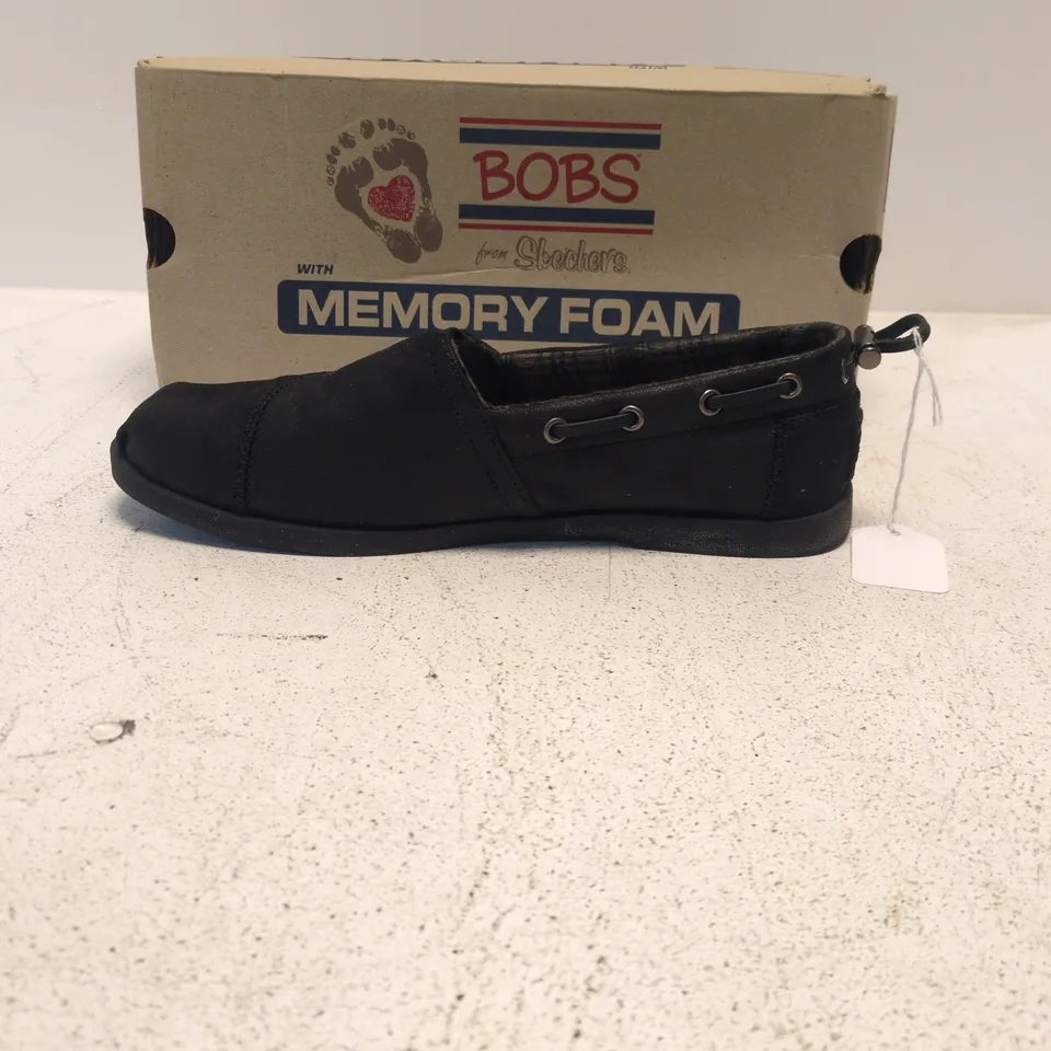 UK 6 SKECHERS BOBS MEMORY FOAM WOMEN’S SLIP-ON SHOES – BLACK