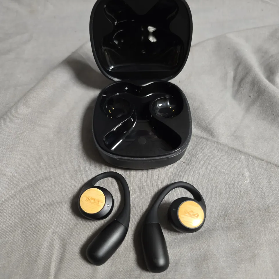 MARLEY LIBERATE OPEN EARBUDS - WIRELESS, BLACK WITH WOOD ACCENT 