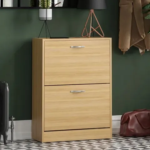 BOXED VIDA 2 DRAWER SHOE CABINET - PINE (1 BOX)