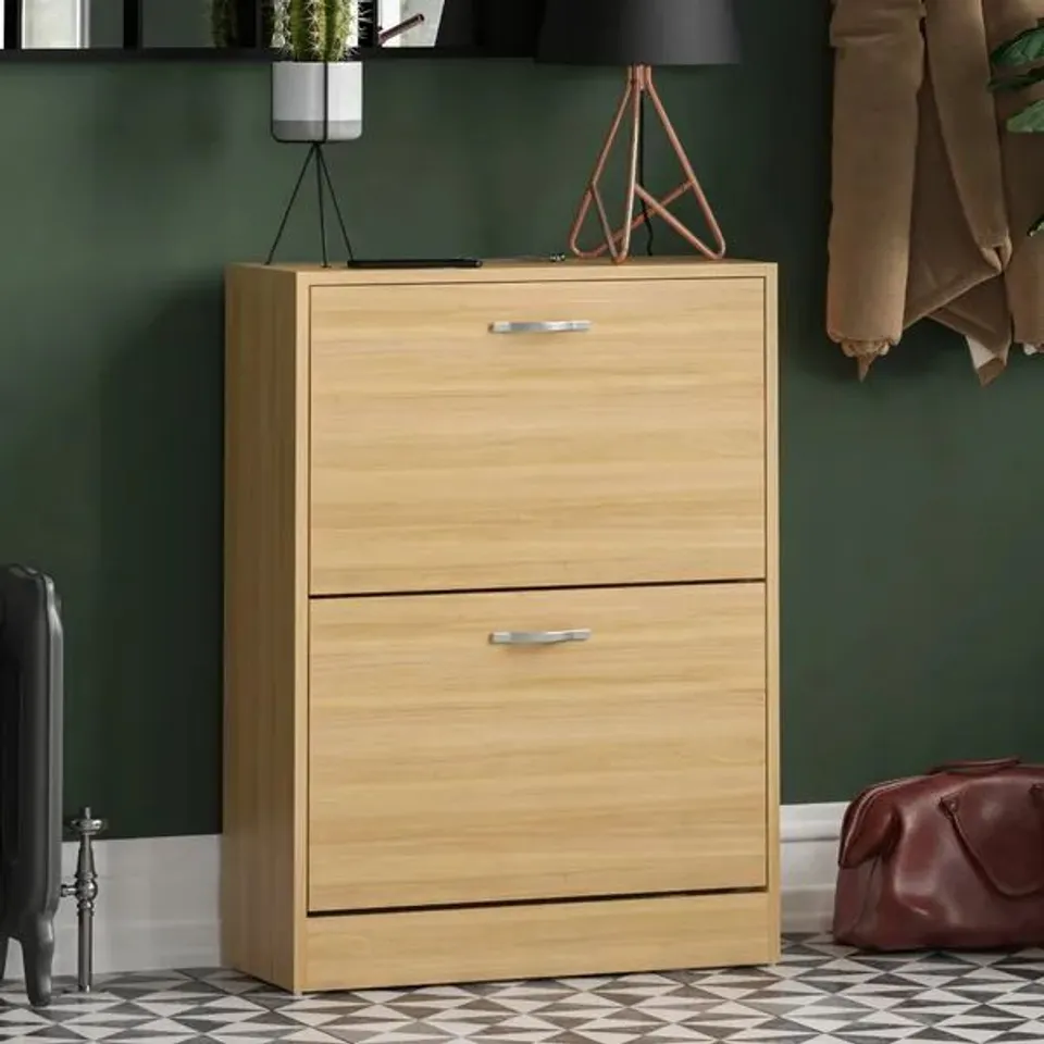 BOXED VIDA 2 DRAWER SHOE CABINET - PINE (1 BOX)
