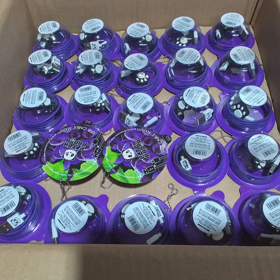 LOT OF APPROXIMATELY 225 PATCH PANDA 1M MICRO USB CABLES - PURPLE