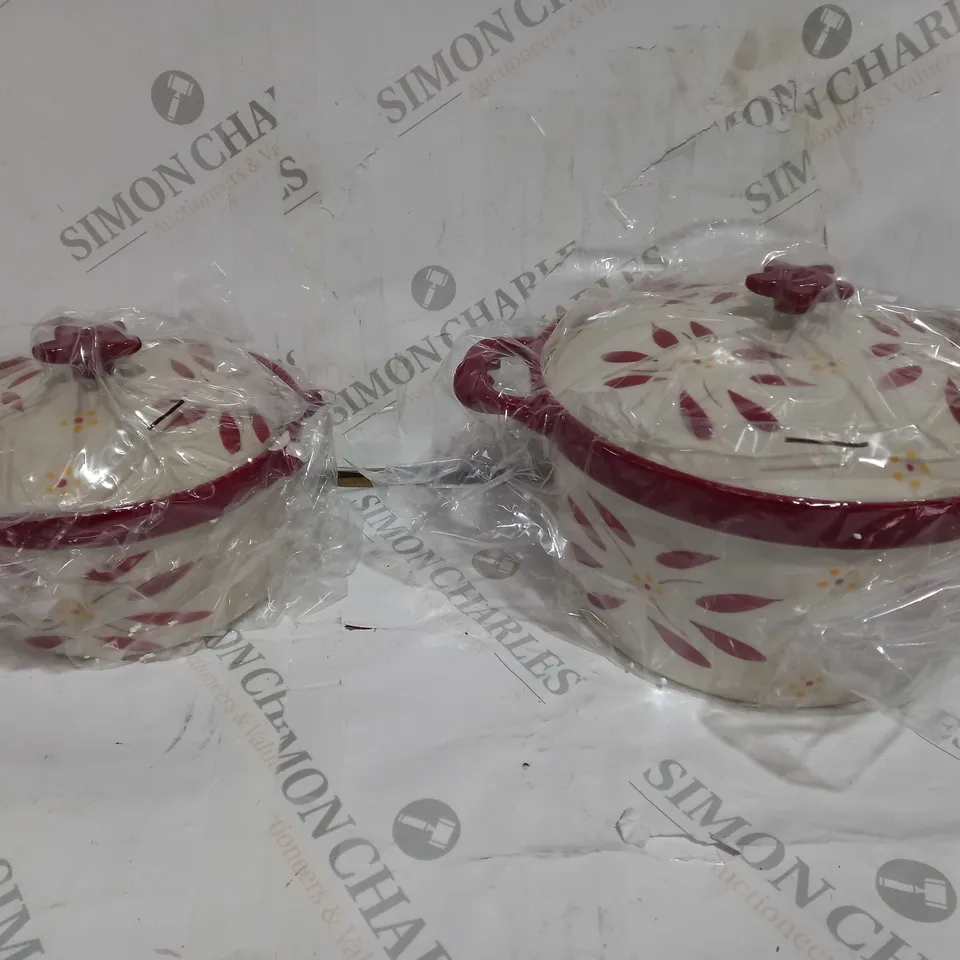 TEMP-TATIONS CERAMIC ROUND CASSEROLE BAKERS CRANBERRY 