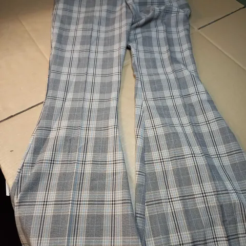 ASOS BROWN CHECK FLARED TROUSERS - SIZE 10