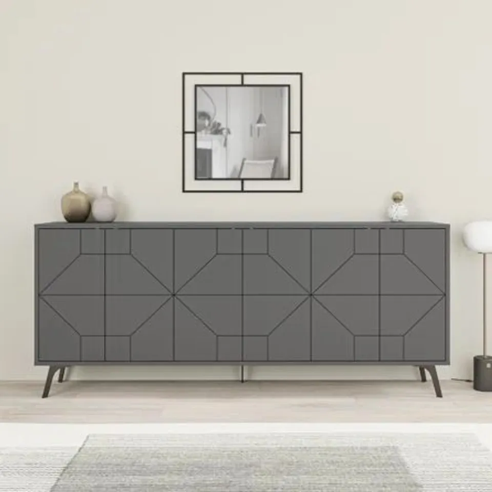 BOXED DUNE CONSOLE TABLE/SIDEBOARD IN ANTHRACITE (3 BOXES)