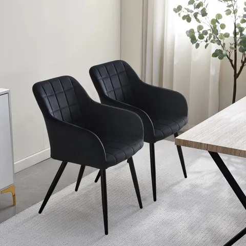 BOXED BLOOR SET OF TWO BLACK SOFT VELVET UPHOLSTERED DINING CHAIRS