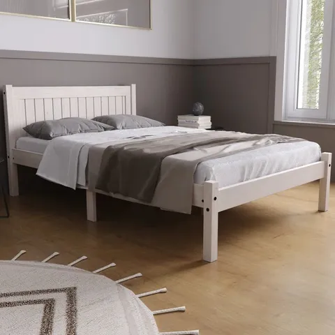 BOXED BURRILVILLE PLATFORM BED - WHITE // SIZE: DOUBLE // RIO46WHTV2 (1 BOX)