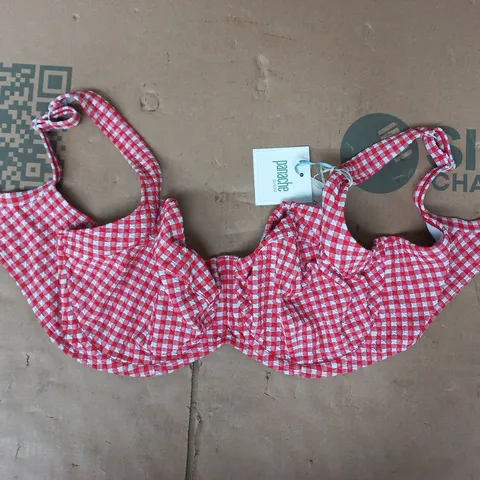 BRAVISSIMO GINGHAM OLIVIA BIKINI TOP IN RED/BLUE SIZE 36GG