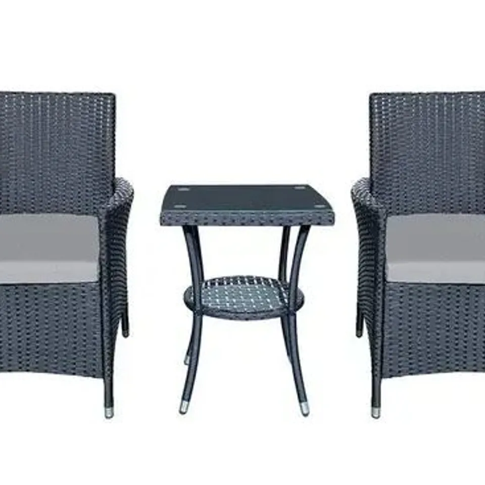 BOXED 2-SEATER CHISWICK RATTAN BISTRO SET - GREY (1 BOX)