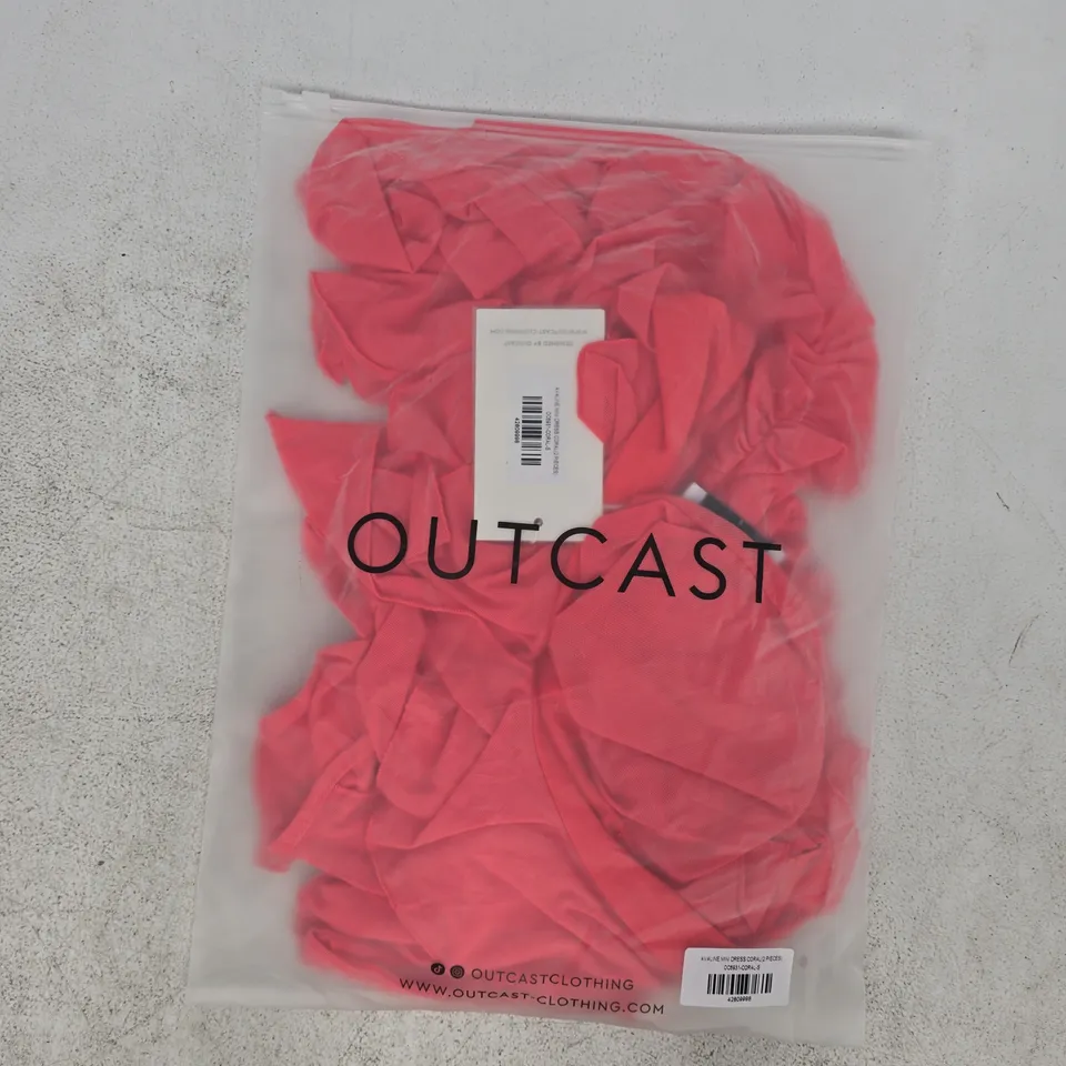 BAGGED OUTCAST AVALINE MINI DRESS IN CORAL (2-PIECES) SIZE SMALL