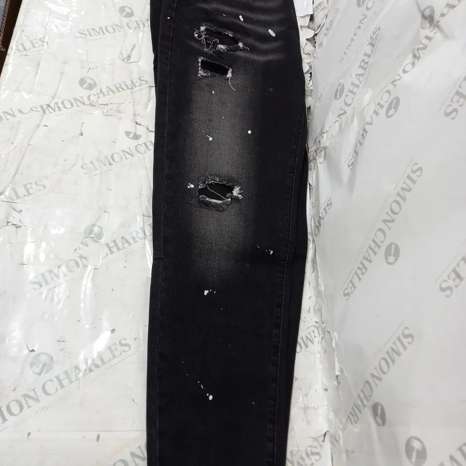 BLACK LARGE PAINT PRINT JEANS