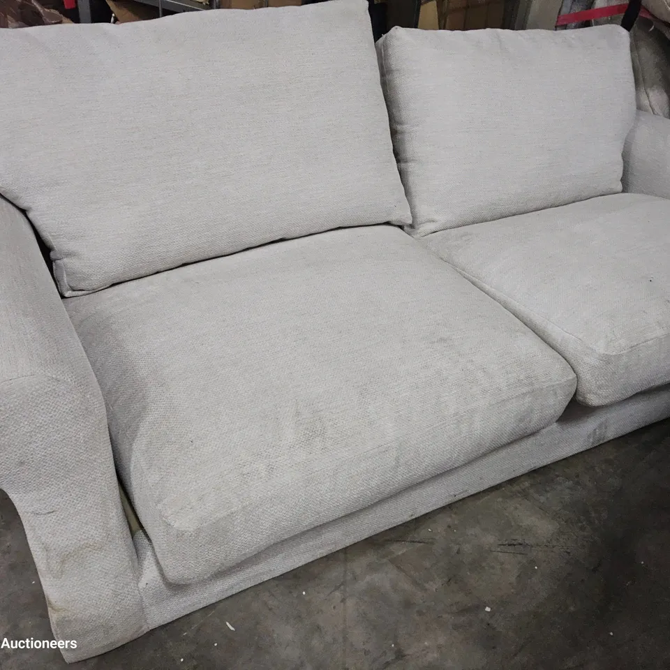 DESIGNER ASHTON THREE SEATER SOFA NATURAL FABRIC 