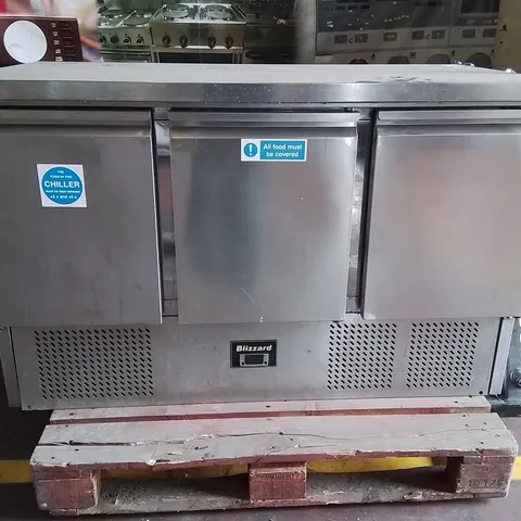 BLIZZARD STAINLESS STEEL COMMERCIAL UNDER COUNTER 3 DOOR REFRIGERATOR 