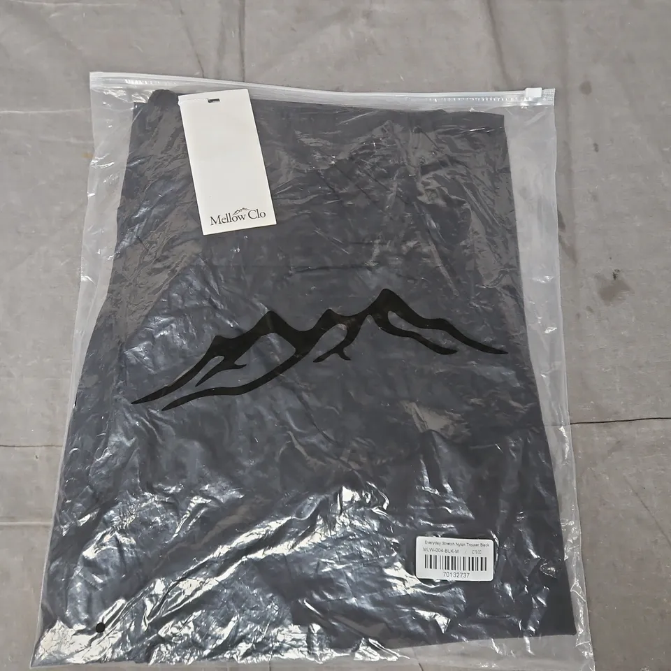 MELLOW CLO EVERYDAY STRETCH NYLON TROUSERS IN BLACK SIZE MEDIUM