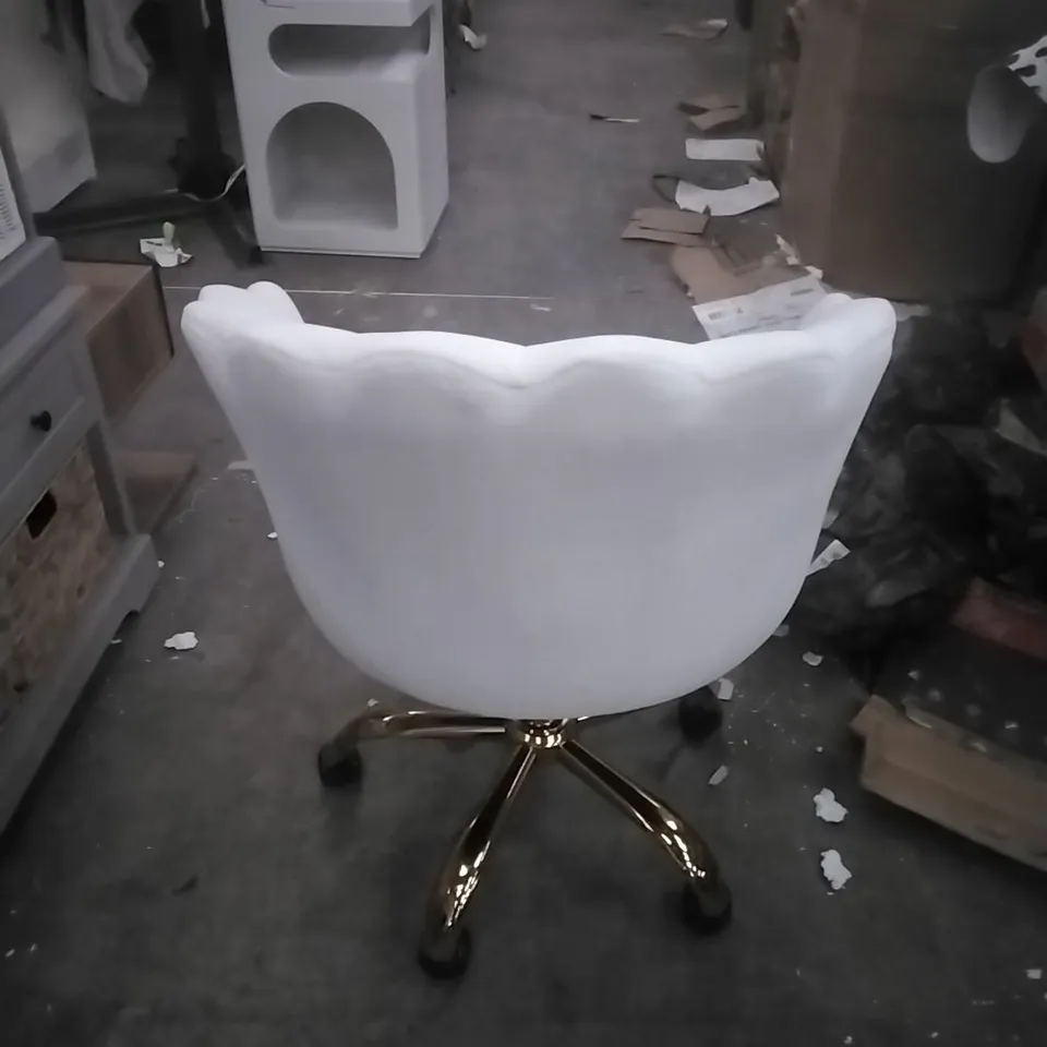 RASNICK VELVET 360 SWIVEL HEIGHT ADJUSTABLE TUFTED BACK TASK CHAIR - IVORY