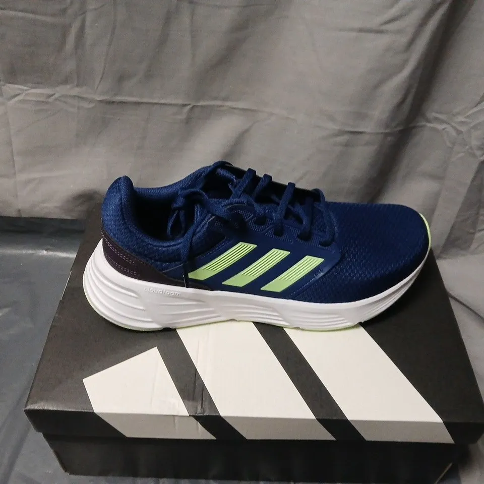 ADIDAS RUNNING SHOES – NAVY/NEON GREEN – BOXED UK SIZE 8