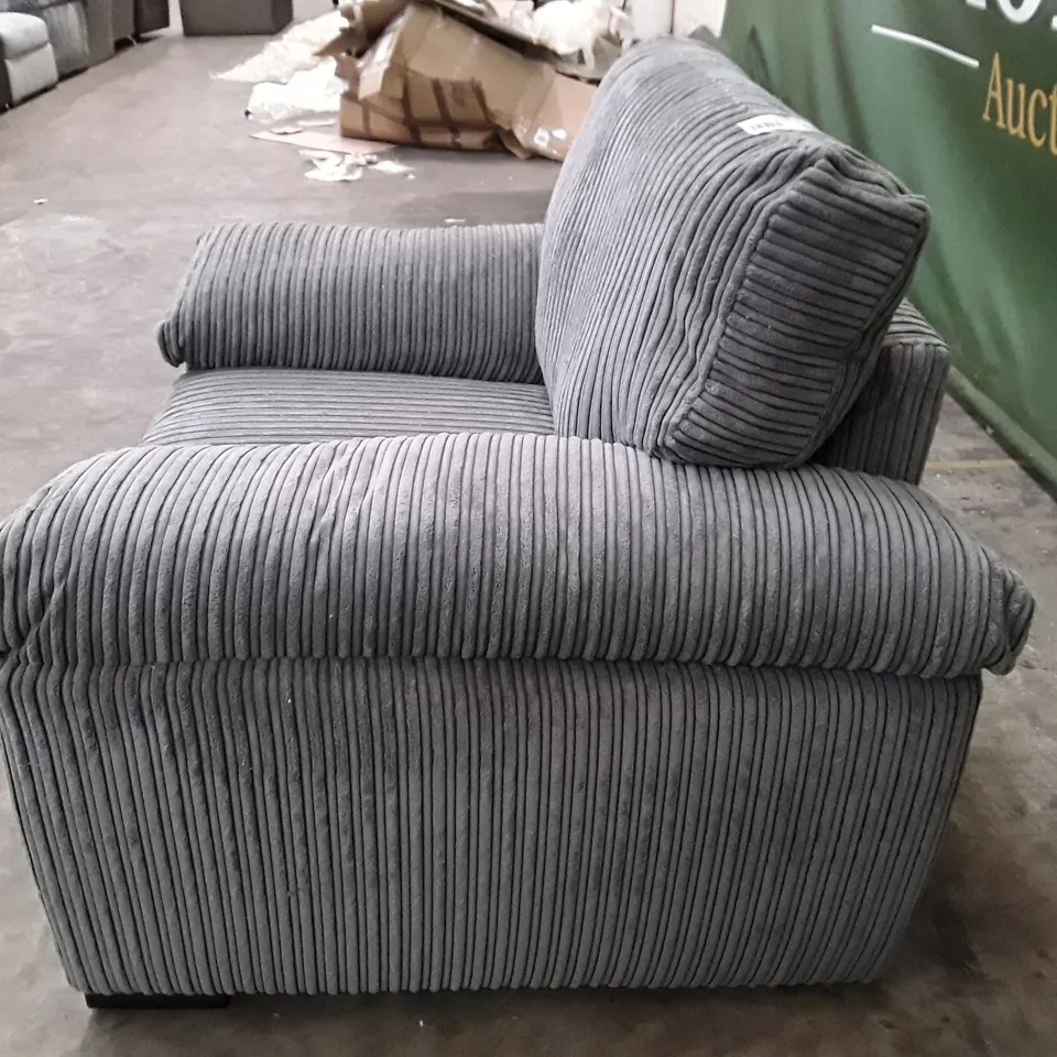 DESIGNER ARMCHAIR - GREY CORDUROY FABRIC