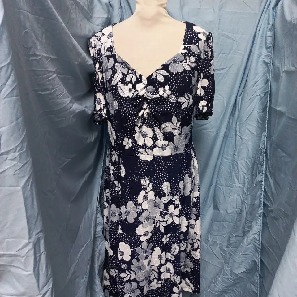 ROMAN PETITE FLORAL DRESS, NAVY & WHITE, UK 14