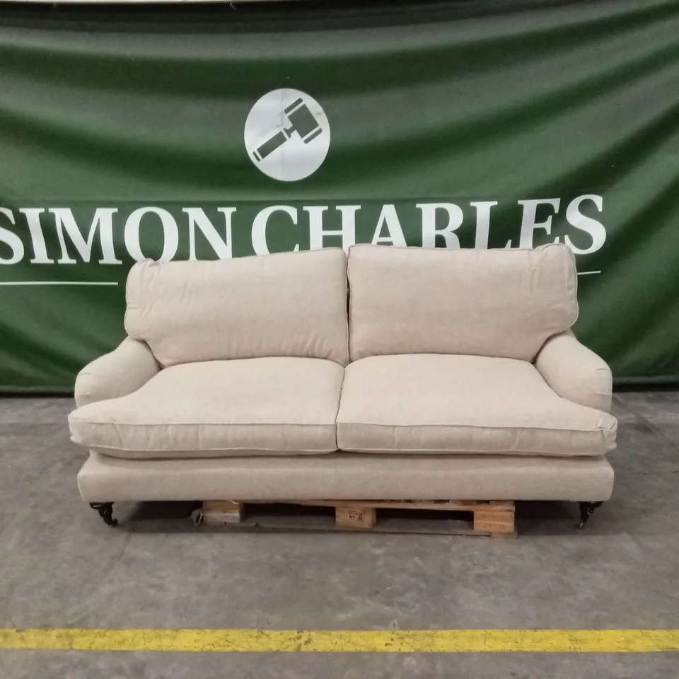 QUALITY DESIGNER LARGE 3 SEATER FABRIC SOFA - BEIGE