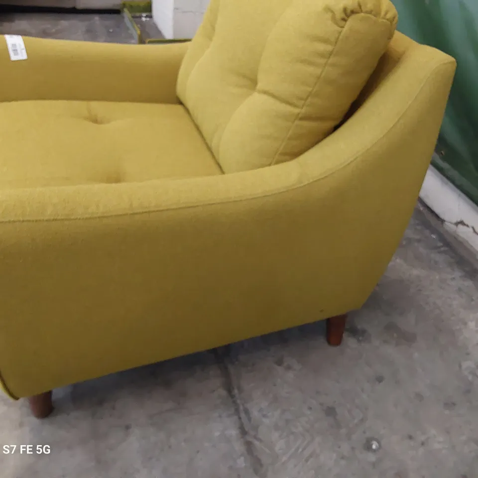 QUALITY BRITISH DESIGNER G PLAN EDWARD ARMCHAIR BOBBLE MUSTARD FABRIC 