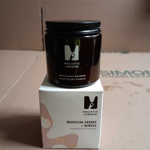 HOLISTIC LONDON MOROCCAN ORANGE + MIMOSA SCENTED SOY CANDLE – BOXED