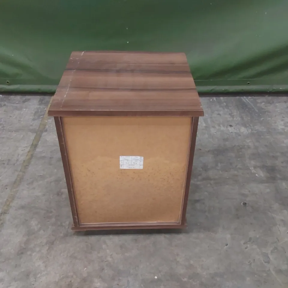 DESIGNER 2 DRAWER WOODEN BEDSIDE TABLE ON WHEELS