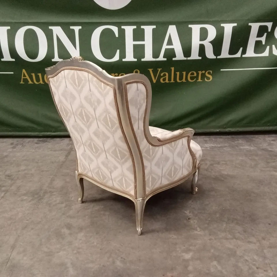 QUALITY HIGH-END DESIGNER FABRIC WINGBACK ACCENT CHAIR