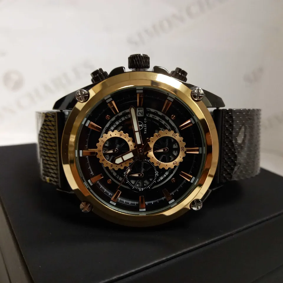TALIS CO CHRONOGRAPH STYLE MESH STRAP WRISTWATCH RRP £550