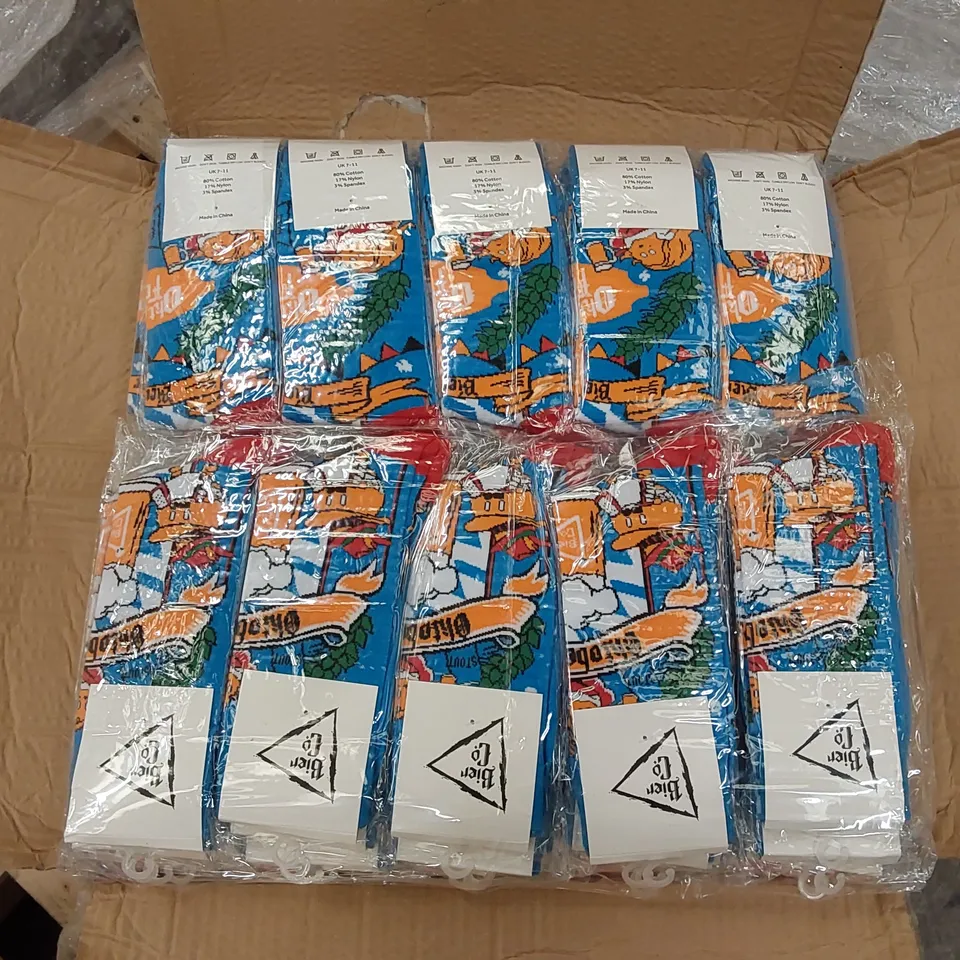 BOX OF BRAND NEW BIER CO OKTOBERFEST SOCKS // APPROXIMATELY 320 PAIRS (1 BOX)