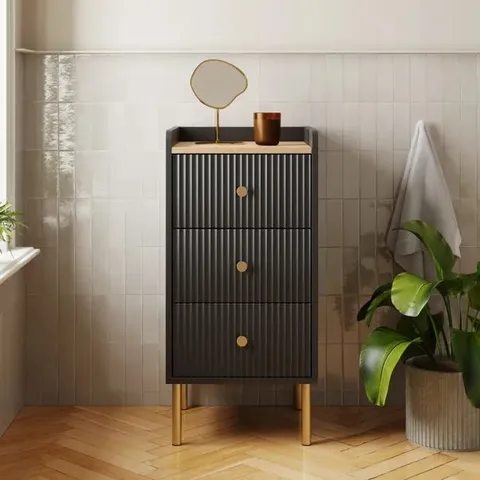 BOXED GEORGI 3 DRAWER CABINET - BLACK (1 BOX)