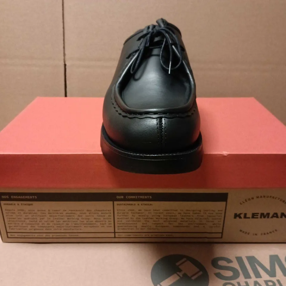 KLEMAN BLACK LEATHER DERBY SHOES – MADE IN FRANCE SIZE EU 44