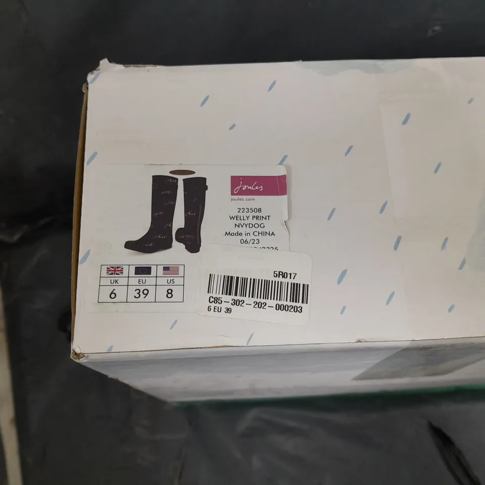 BOXED PAIR OF JOULES WELLY DOG PRINT - UK 6