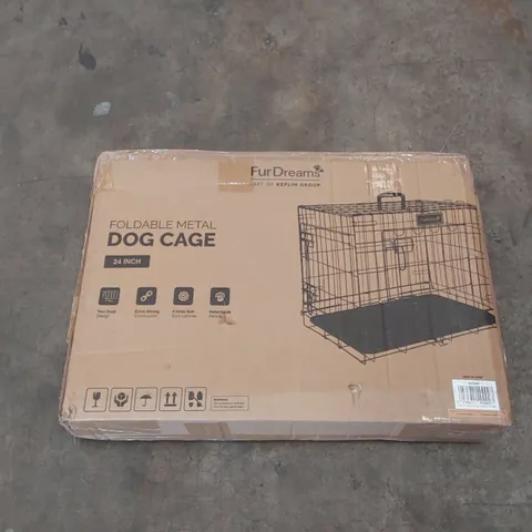BOXED FURDREAMS 24" FOLDING METAL DOG CAGE