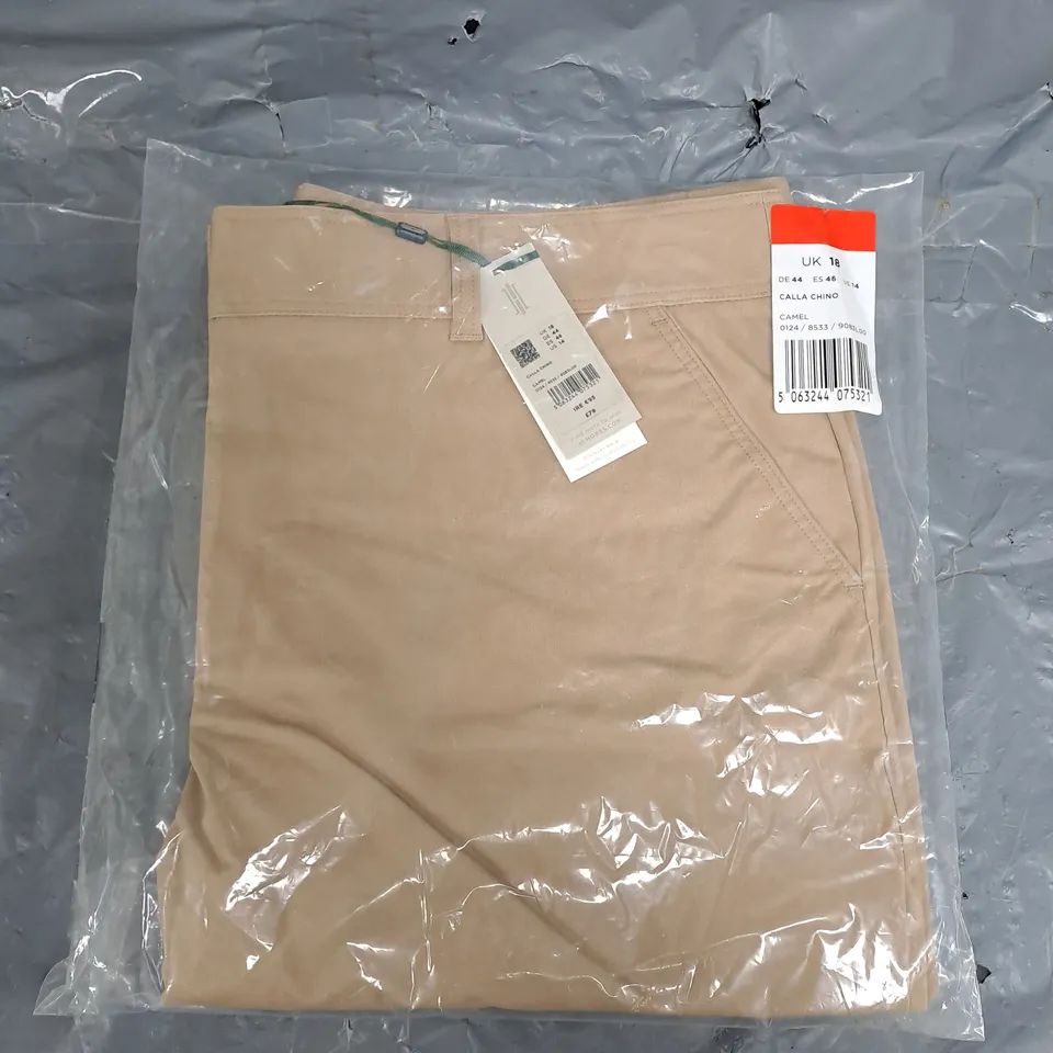 BAGGED HOBBS LONDON CALLA CHINO UK 18 CAMEL 