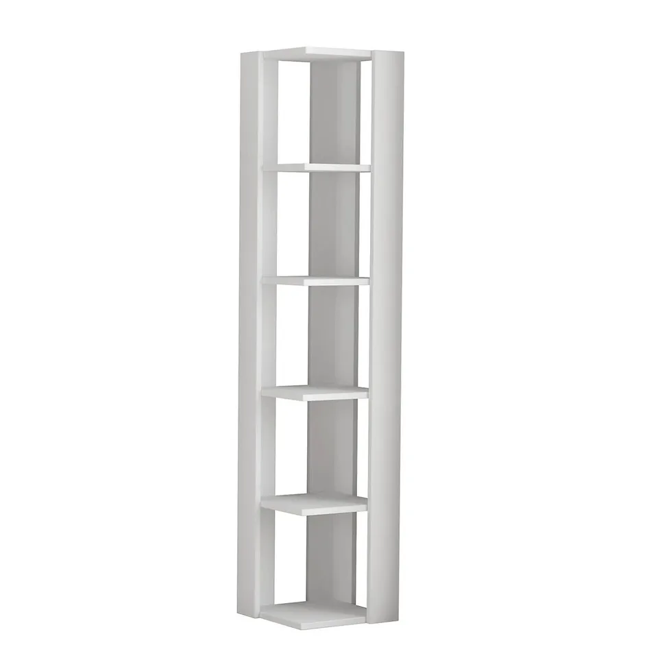 BOXED NATI MODERN CORNER BOOKCASE DISPLAY UNIT TALL 161CM IN WHITE