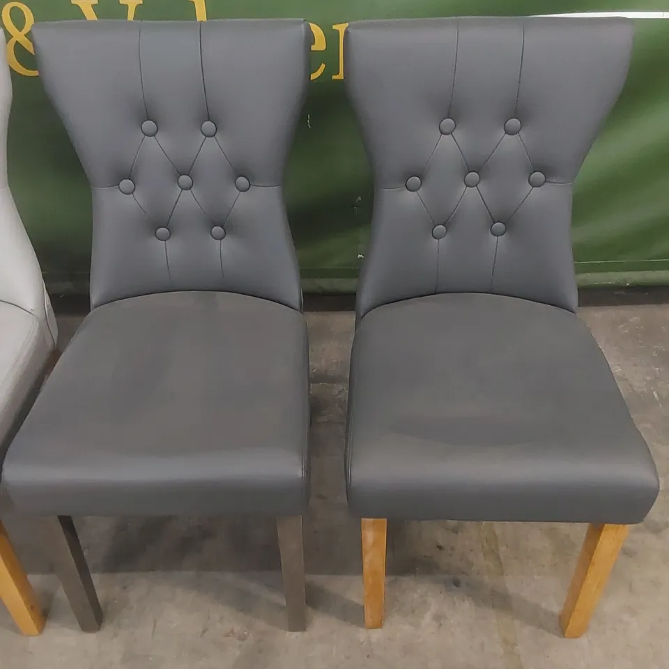 4 X ASSORTED DESIGNER BEWLEY LEATHER BUTTON BACK DINING CHAIRS // COLOURS VARY