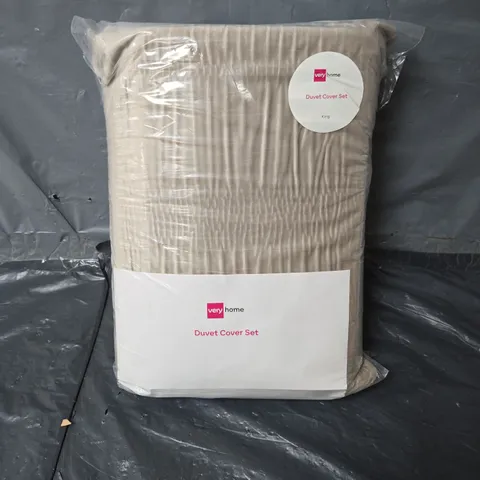 RIBBED PLEATED VELVET DUVET COVER SET - CHAMPAGNE - KING SIZE