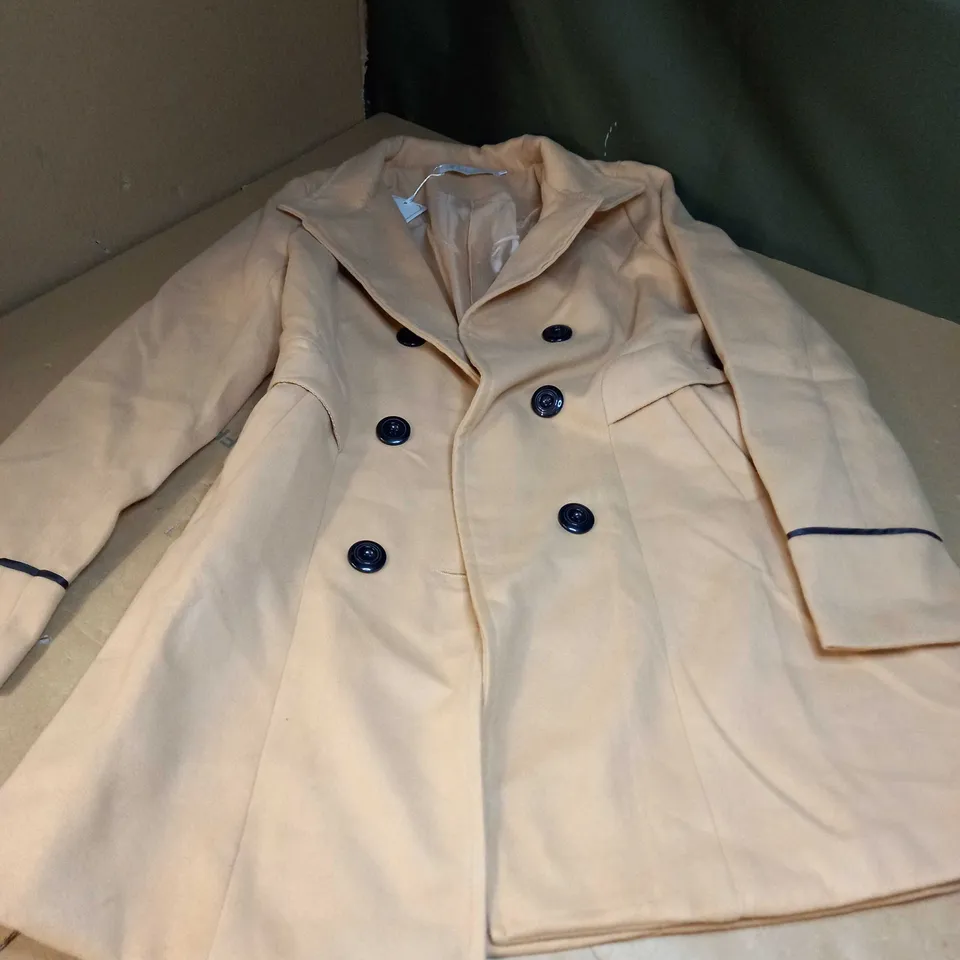 BEIGE/BLACK LONG BLAZER STYLE JACKET - SIZE L
