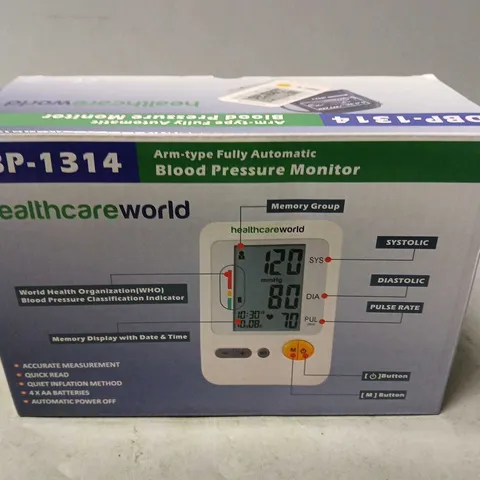 BOXED HEALTHCARE WORLD DBP-1314 BLOOD PRESSURE MONITOR