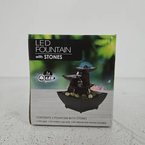 LED FOUNTAIN WITH STONES – INDOOR DECORATIVE WATER FEATURE (BOXED)