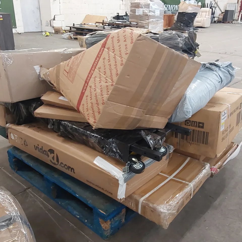 PALLET OF ASSORTED FURNITURE PARTS AND CONSUMER GOODS 