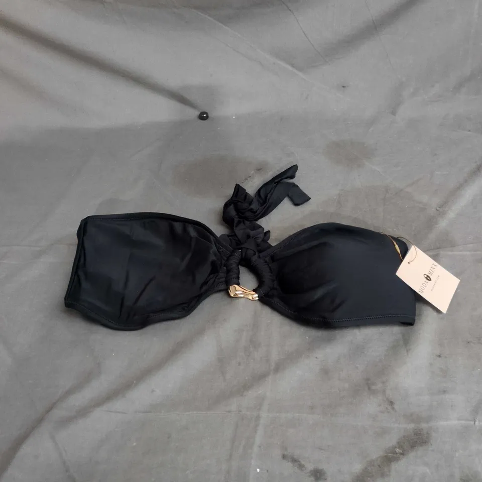 MODA MINX IRREGULAR HOOP HALTER BANDEAU TOP – BLACK, UK 12