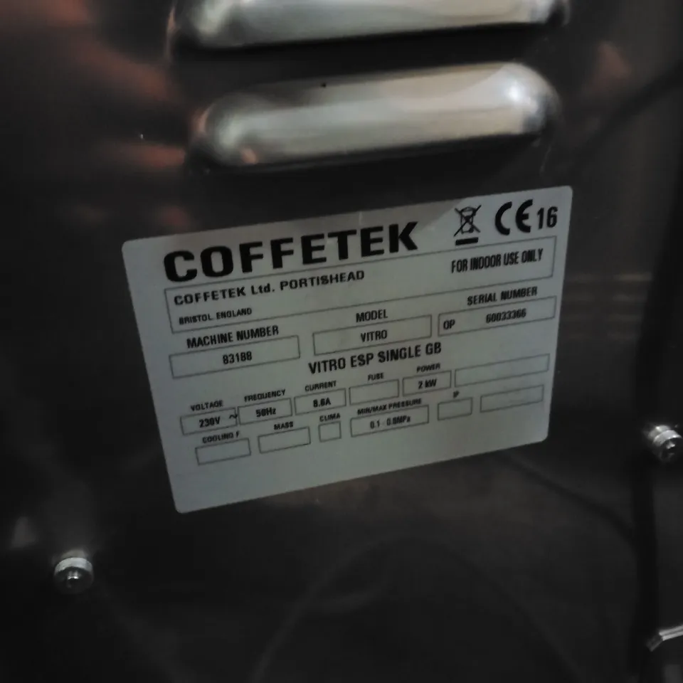 COFFETEK VITRO SINGLE ESPRESSO MACHINE