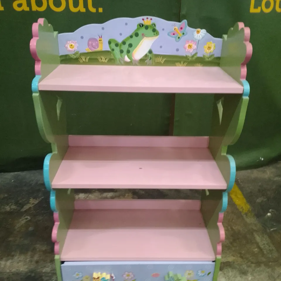 DESIGNER KIDS FLORAL BOOKSHELF WITH DRAWER